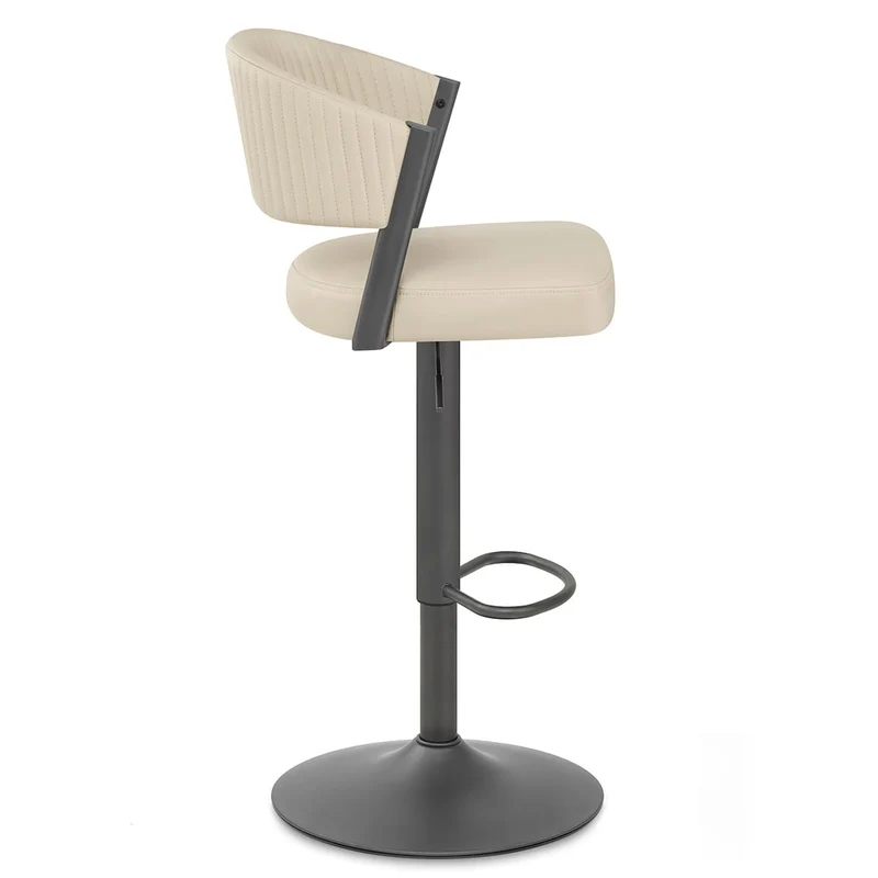 Tabouret Graphite faux cuir - Lusso Crème