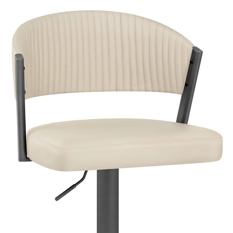 Tabouret Graphite faux cuir - Lusso Crème