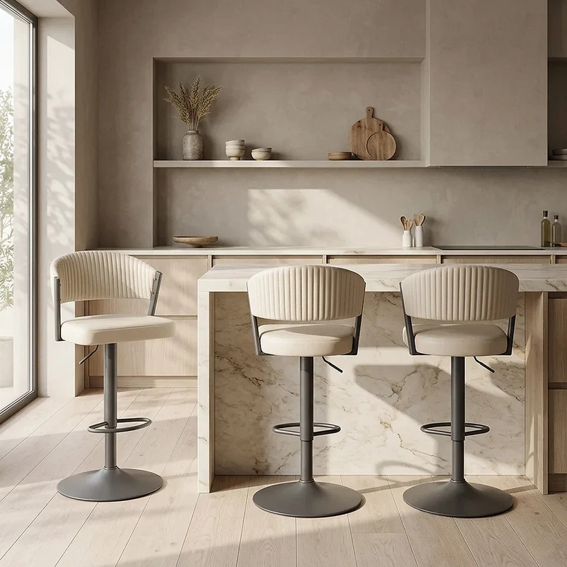 Tabouret Graphite faux cuir - Lusso Crème