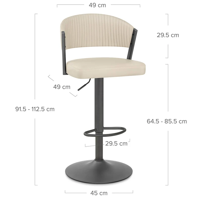 Tabouret Graphite faux cuir - Lusso Crème