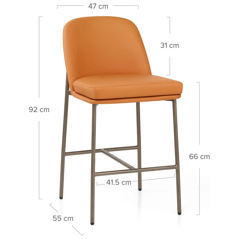 Tabouret Cuir Veritable - Cruz Orange