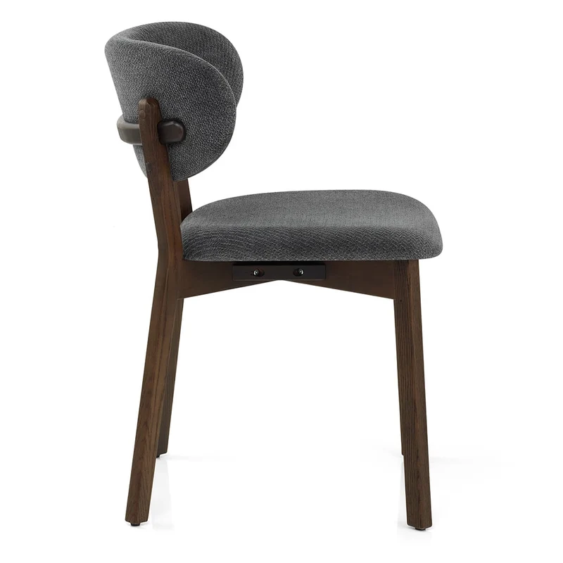 Chaise Chêne Foncé Tissu - Maya Gris Foncé