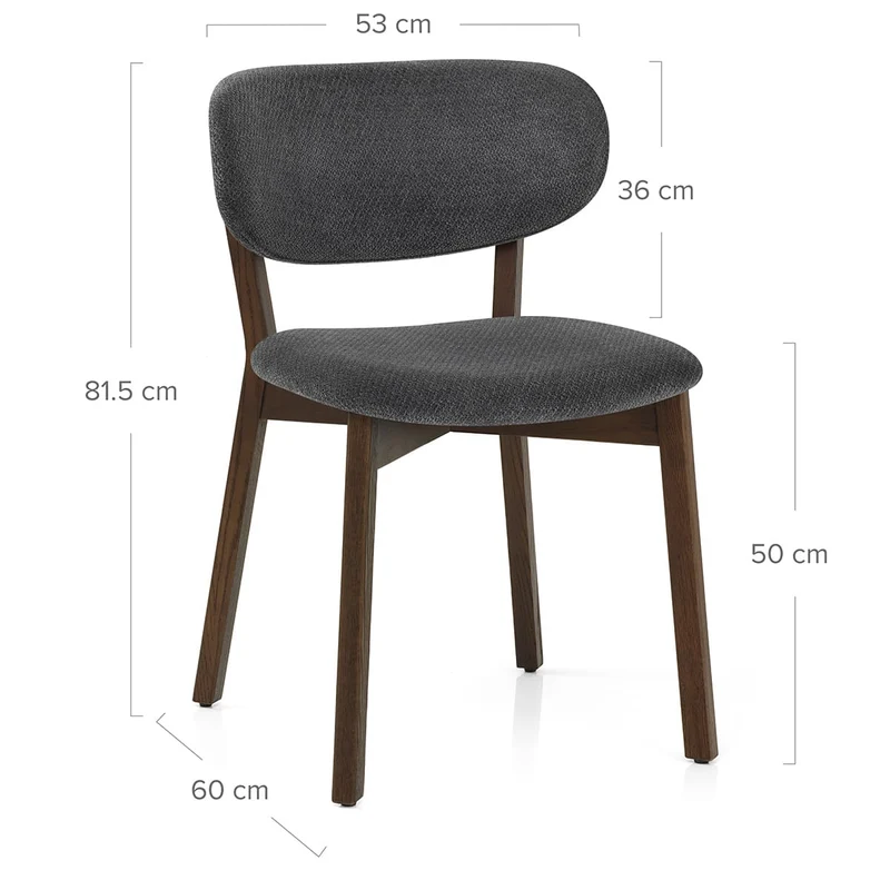 Chaise Chêne Foncé Tissu - Maya Gris Foncé