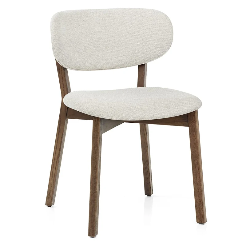 Chaise Chêne Clair Tissu - Maya Crème