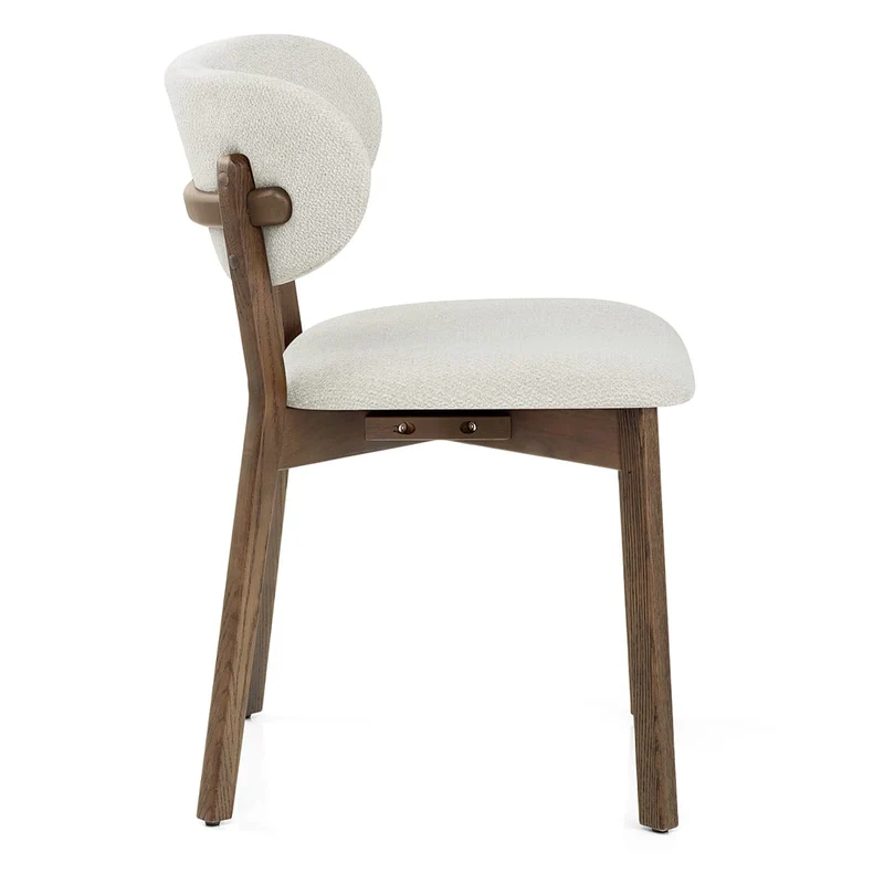 Chaise Chêne Clair Tissu - Maya Crème