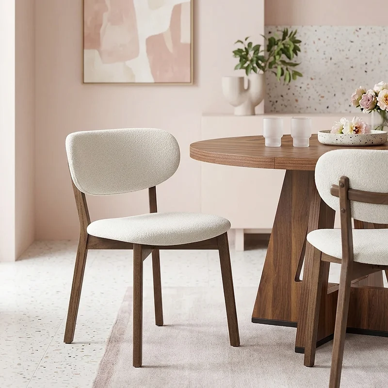 Chaise Chêne Clair Tissu - Maya Crème