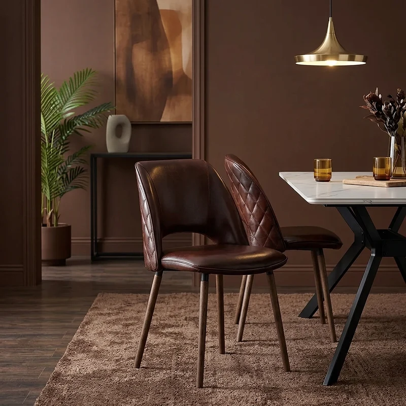 Chaise Cuir Véritable - Santo Marron