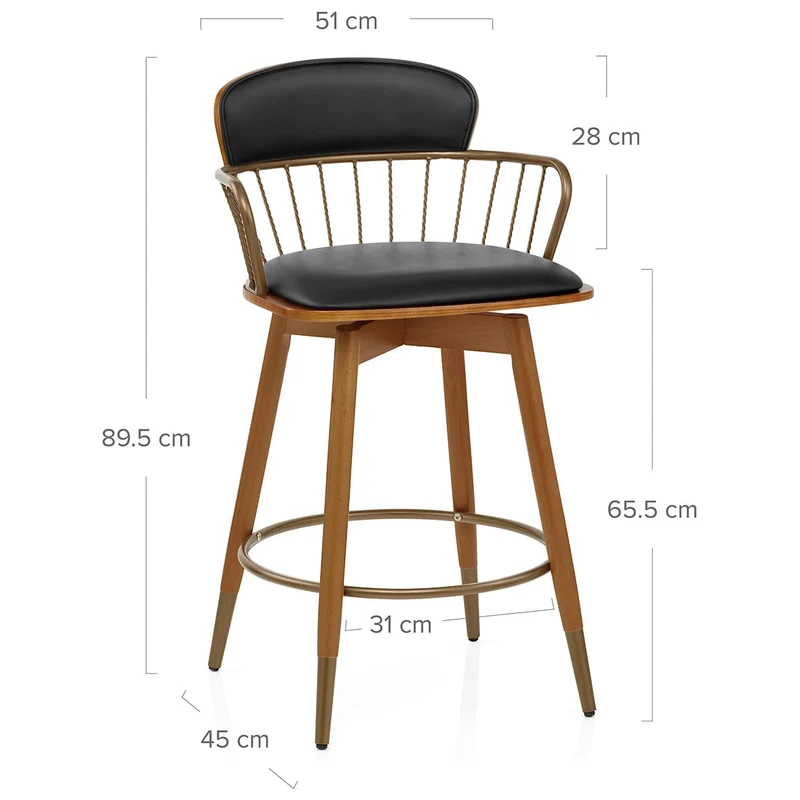 Tabouret Faux Cuir Bois - Opera Noir