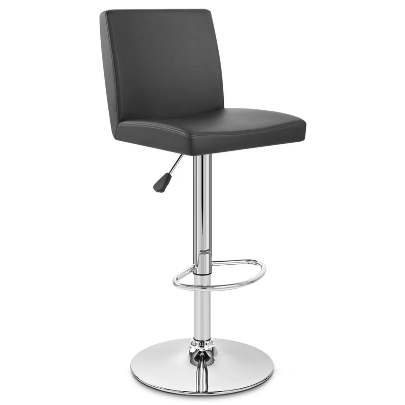 Chaise de Bar Faux Cuir Chrome - Topaz Noir