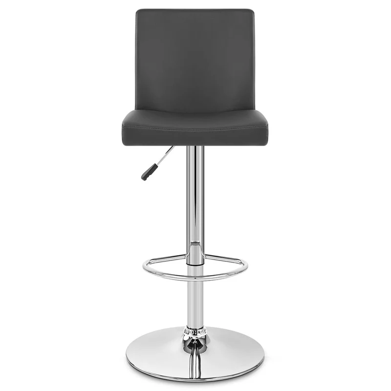 Chaise de Bar Faux Cuir Chrome - Topaz Noir