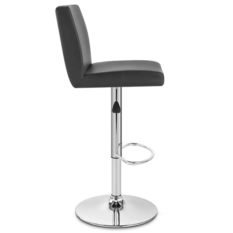 Chaise de Bar Faux Cuir Chrome - Topaz Noir