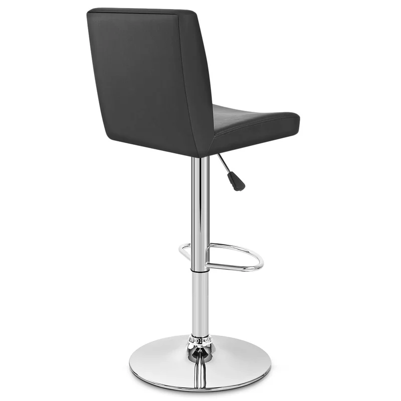 Chaise de Bar Faux Cuir Chrome - Topaz Noir