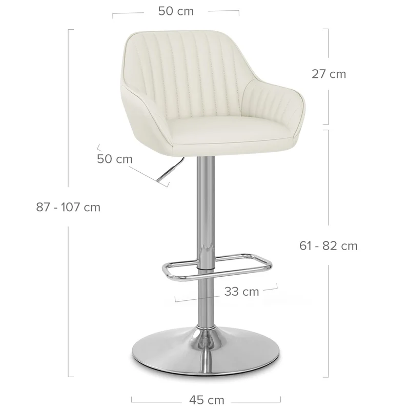 Tabouret de Bar Cuir Véritable - Tokyo Crème