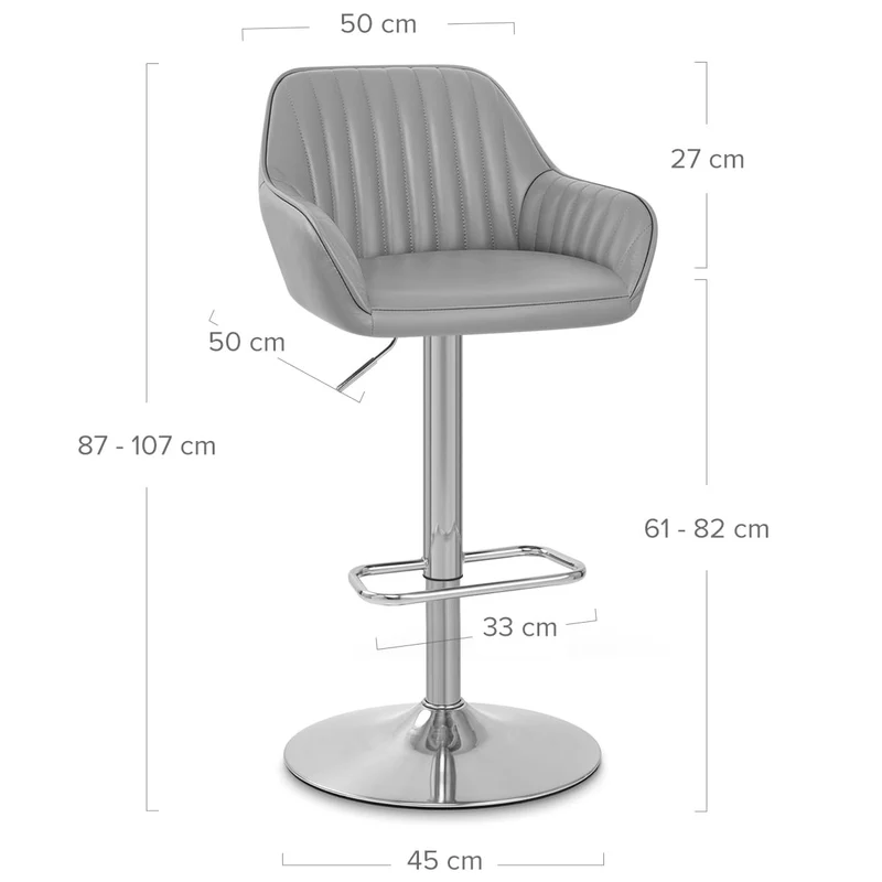 Tabouret de Bar Cuir Véritable - Tokyo Gris