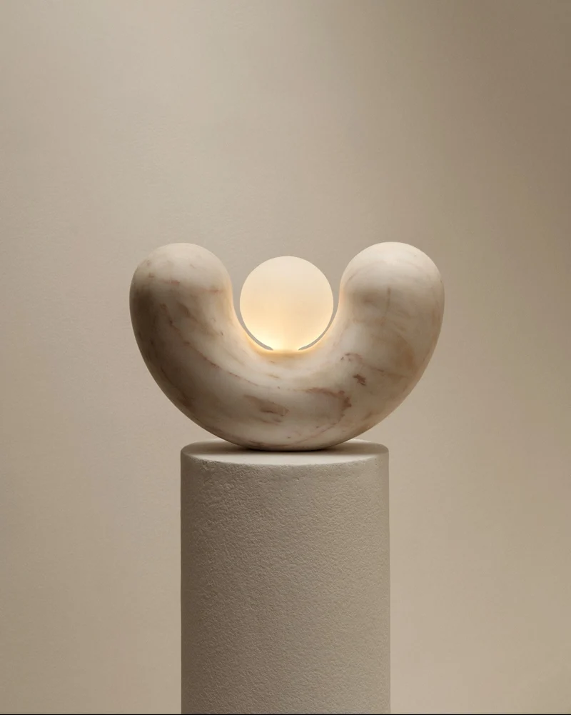Floor Lamp in Marbel Estremoz and Travertine