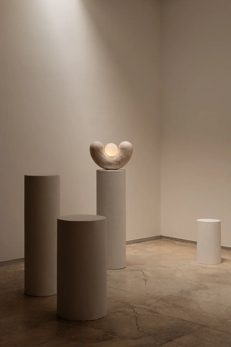 Floor Lamp in Marbel Estremoz and Travertine