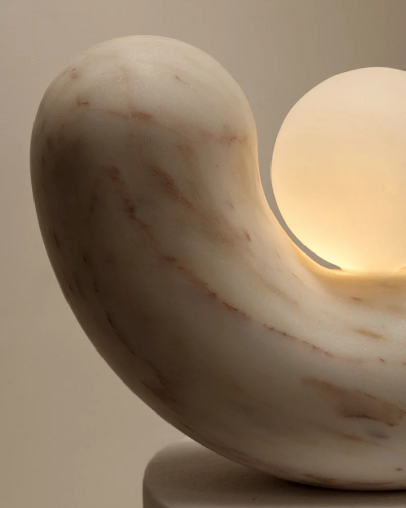 Floor Lamp in Marbel Estremoz and Travertine