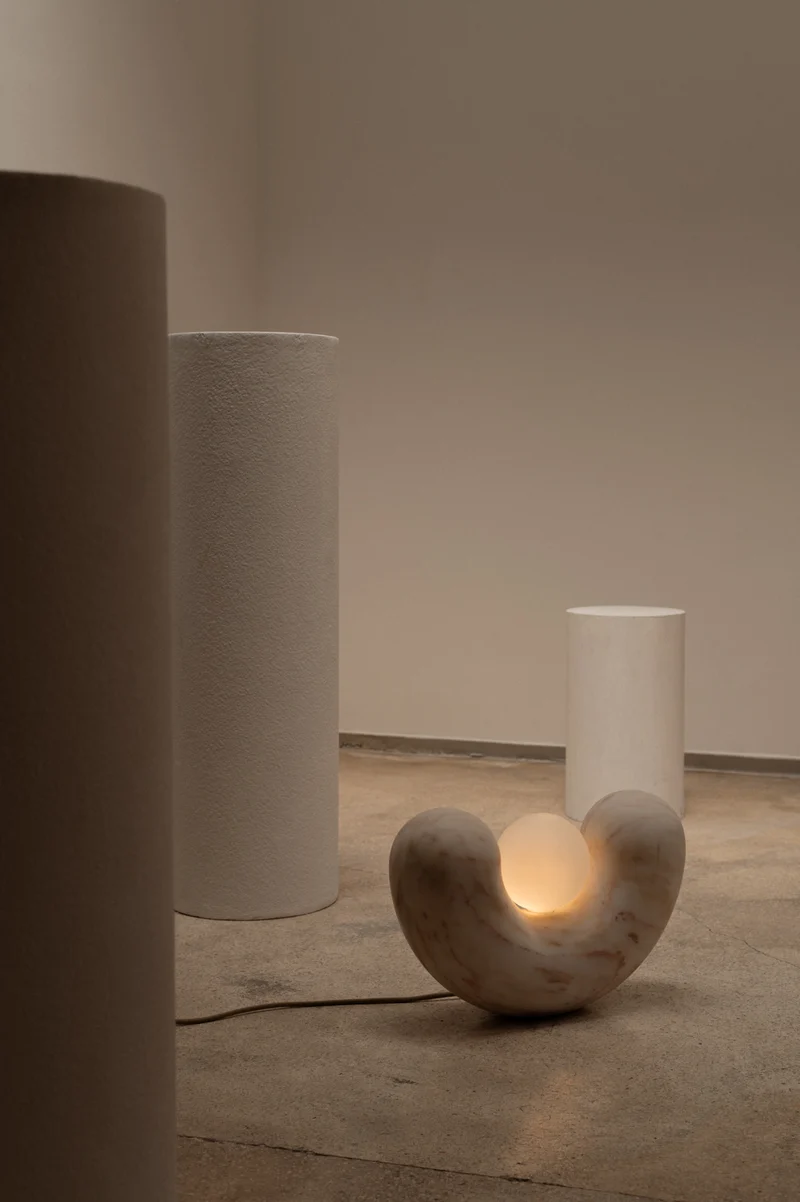 Floor Lamp in Marbel Estremoz and Travertine