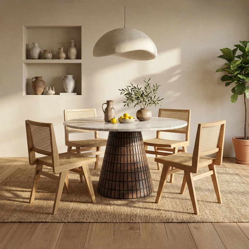 Table ronde 120x120 plateau marbre | Manguier Milan