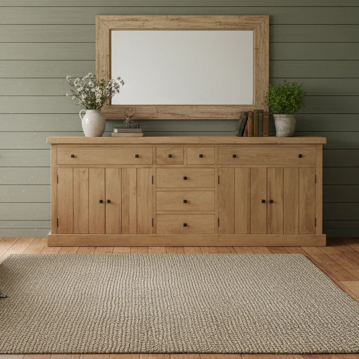 Buffet 7 tiroirs 4 portes bois massif en manguier – Scandinaves
