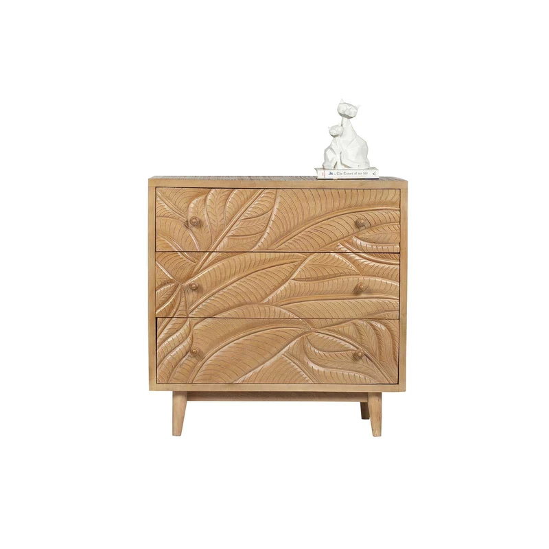 Commode sculptée 3 tiroirs en bois massif manguier - Floria