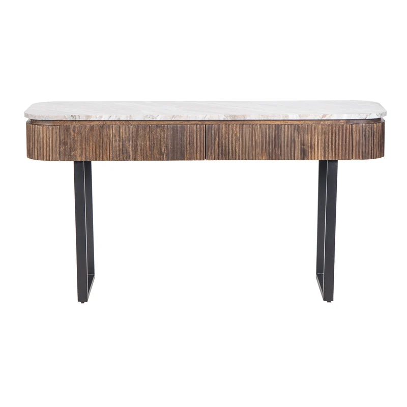 Console 2 tiroirs plateau marbre | Manguier Kfir III