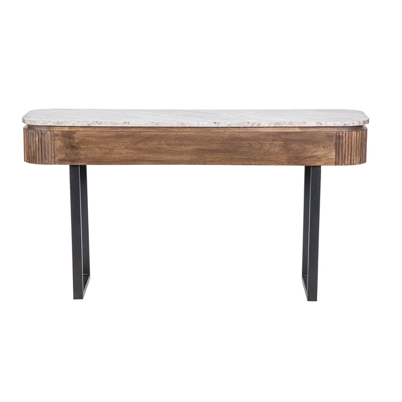 Console 2 tiroirs plateau marbre | Manguier Kfir III