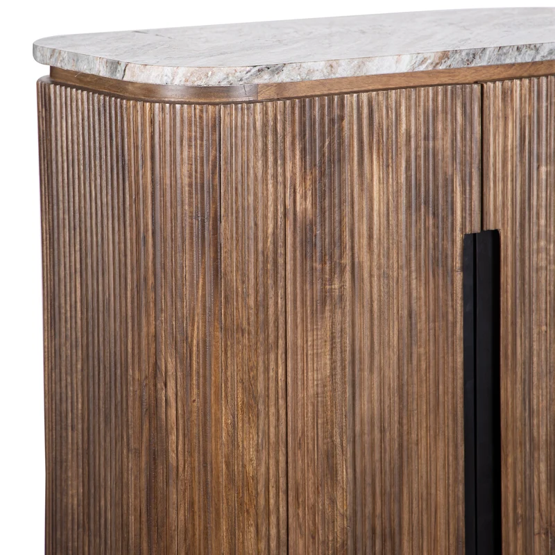 Buffet haut 2 portes plateau marbre | Manguier Kfir III