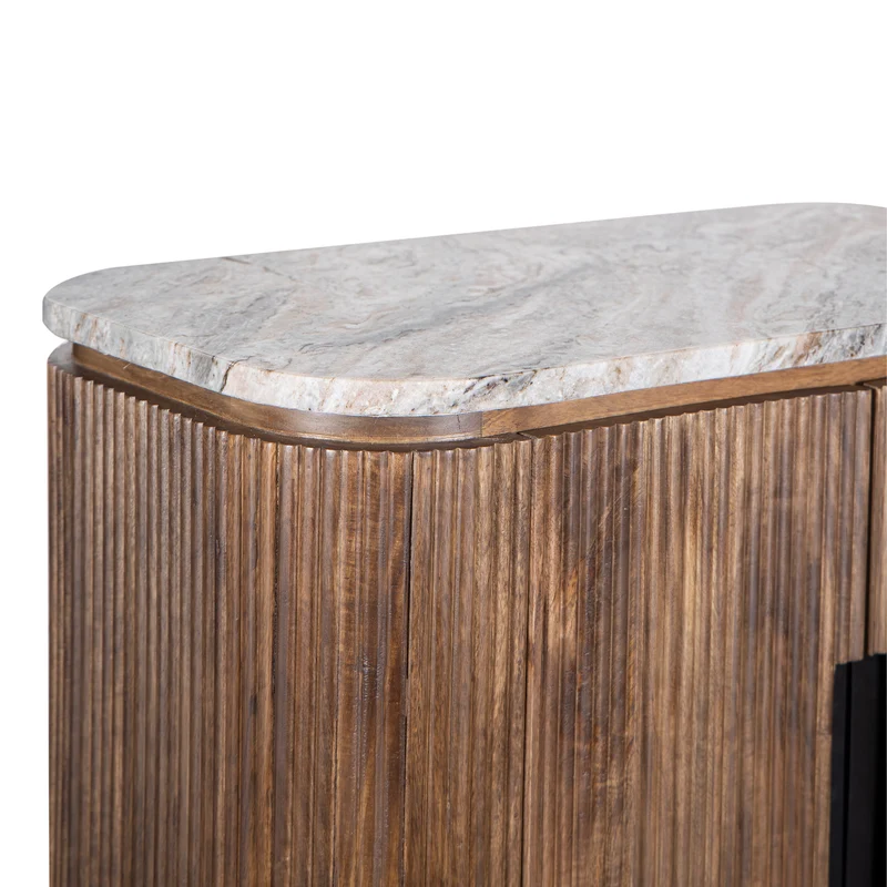 Buffet haut 2 portes plateau marbre | Manguier Kfir III
