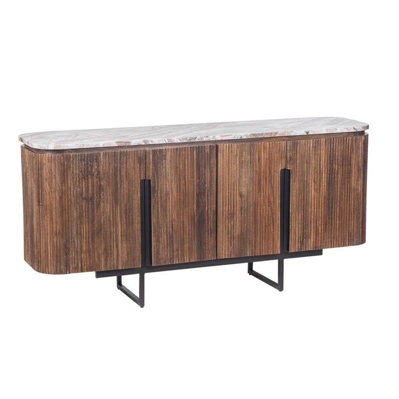 Buffet 4 portes plateau marbre | Manguier Kfir III