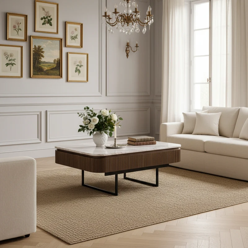 Table basse plateau marbre | Manguier Kfir III