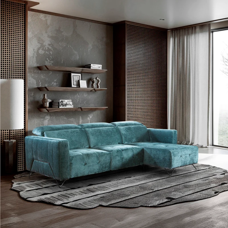 Canapé 2PL 1/2 coulissant manuel+chaiselongue fixe | Windsor