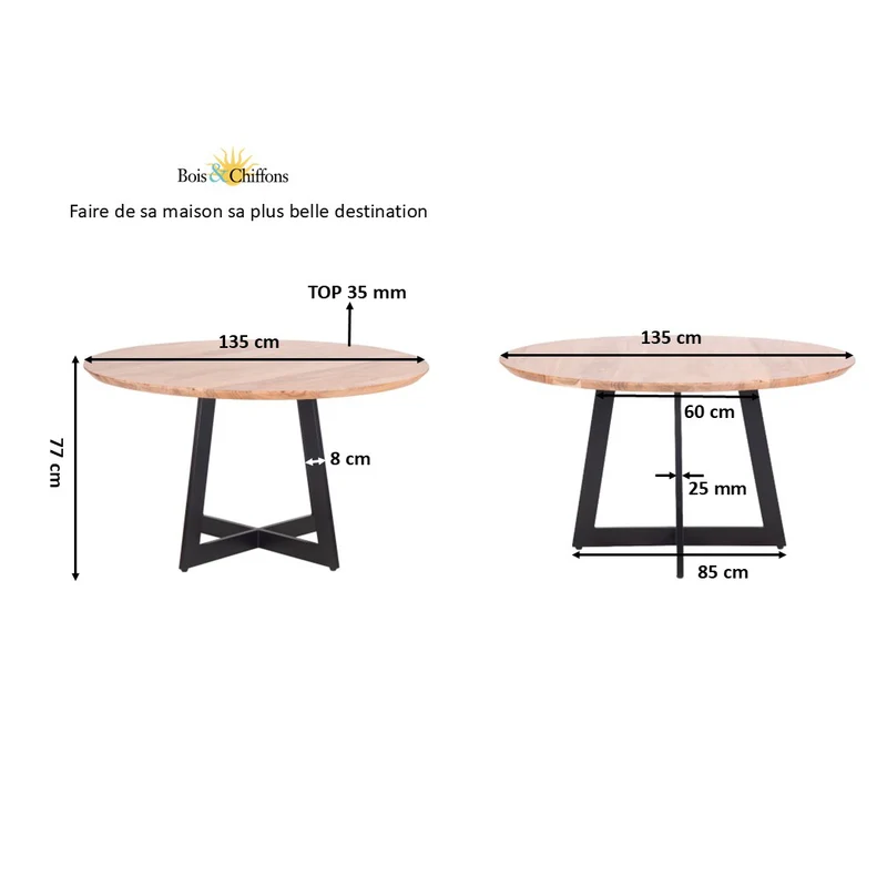 Table à manger ronde 135 cm | Omer