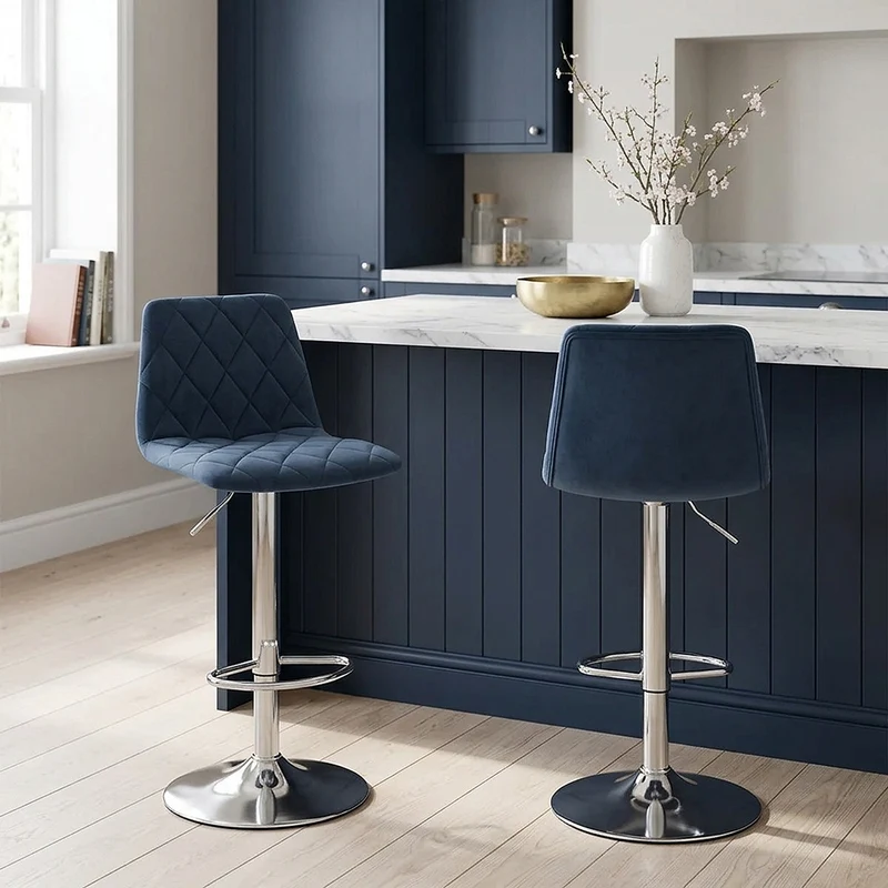 Tabouret de Bar Velours - Melody Bleu