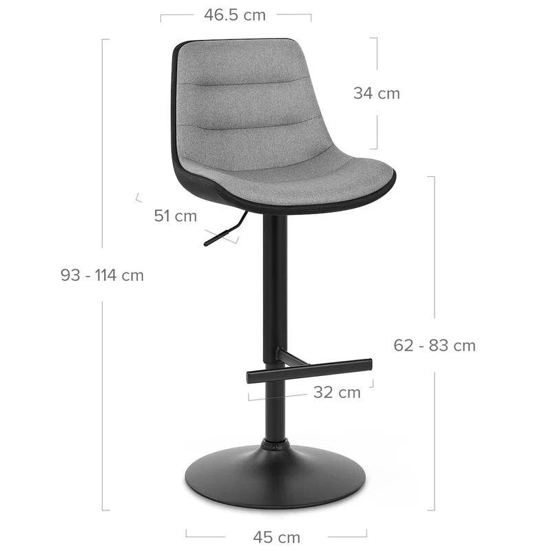 Tabouret de Bar Tissu - Lattice Gris Foncé