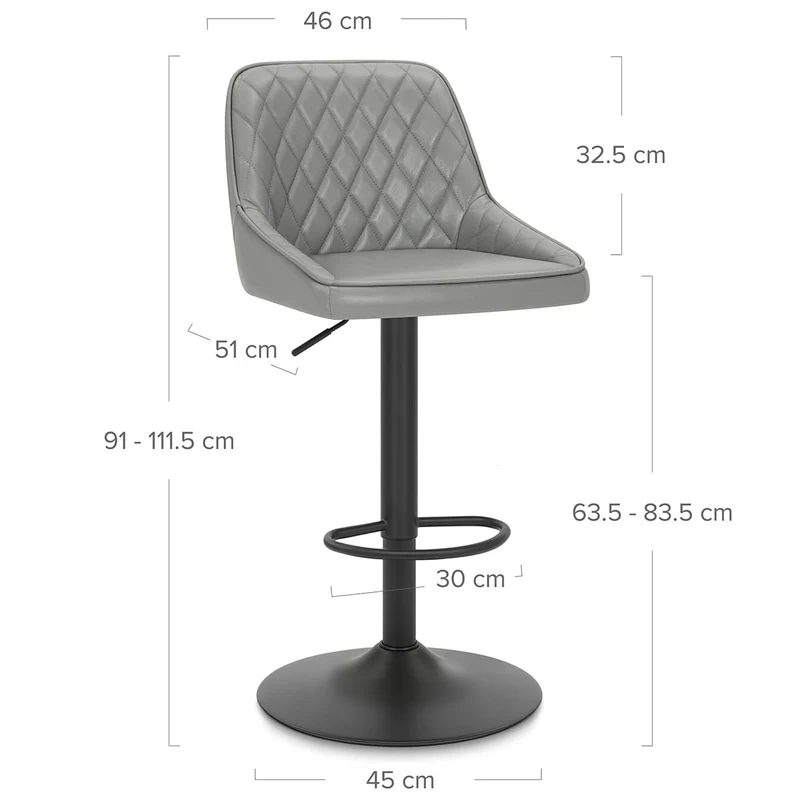 Tabouret Cuir Veritable - Melbourne Gris