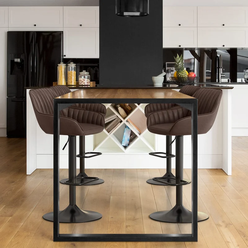 Tabouret de Bar Faux Cuir - Sol Marron