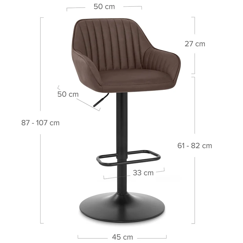 Tabouret de Bar Faux Cuir - Sol Marron