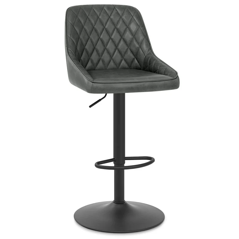 Tabouret Cuir Veritable - Melbourne Gris Foncé