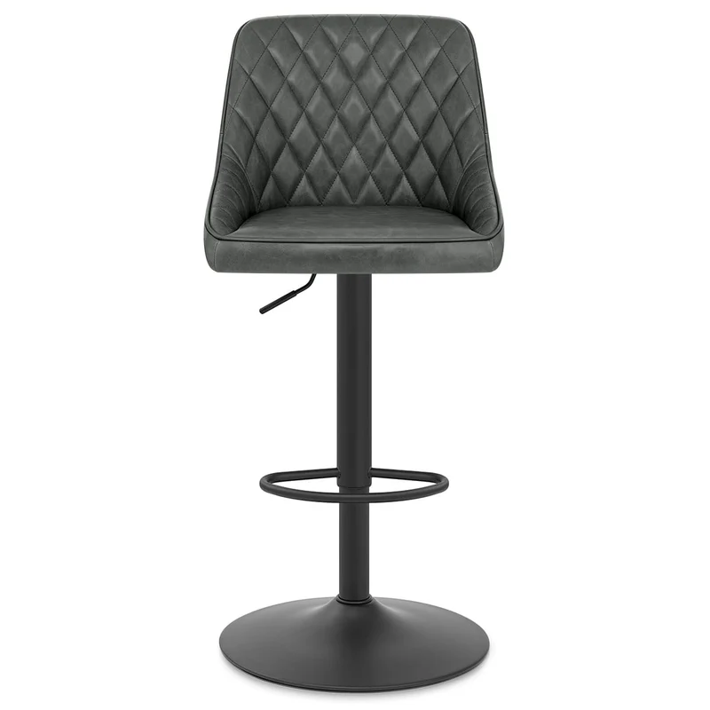 Tabouret Cuir Veritable - Melbourne Gris Foncé