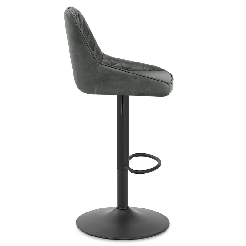 Tabouret Cuir Veritable - Melbourne Gris Foncé