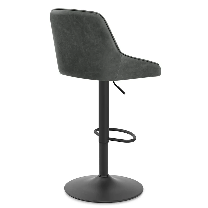 Tabouret Cuir Veritable - Melbourne Gris Foncé