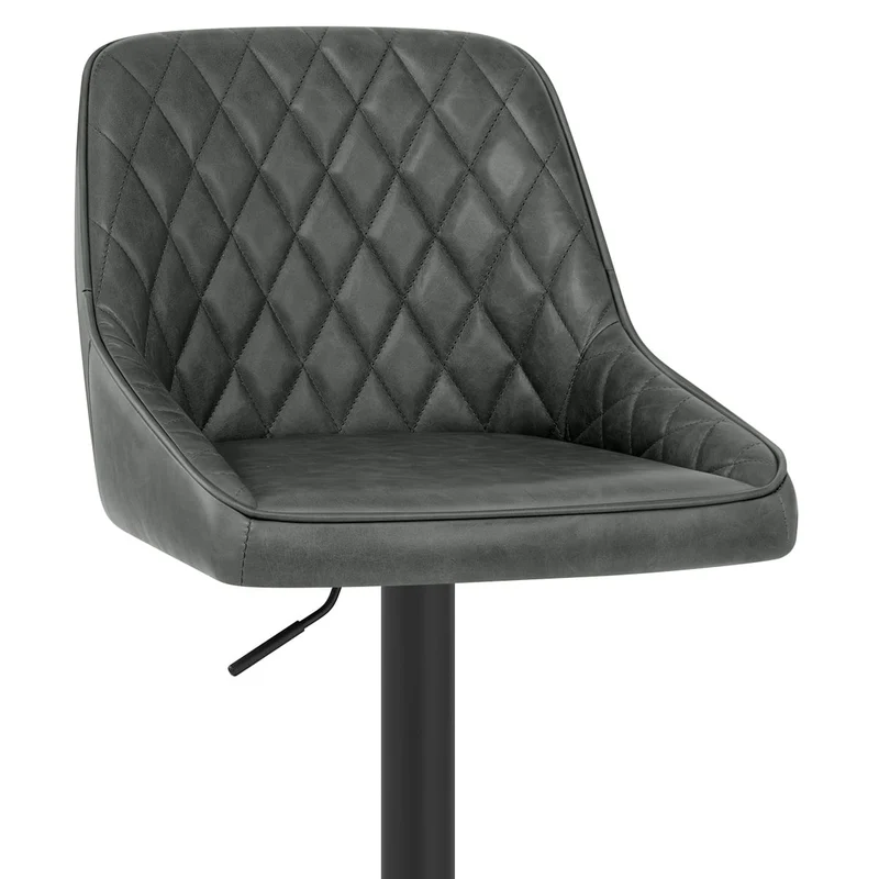 Tabouret Cuir Veritable - Melbourne Gris Foncé