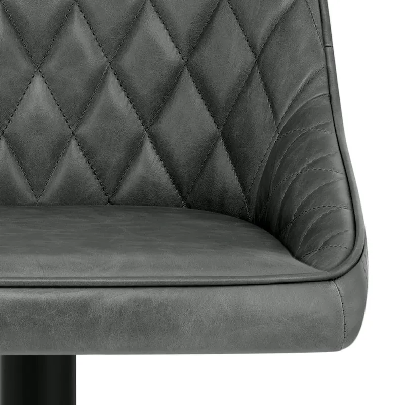 Tabouret Cuir Veritable - Melbourne Gris Foncé
