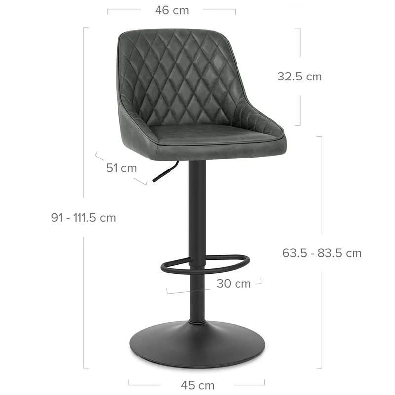 Tabouret Cuir Veritable - Melbourne Gris Foncé