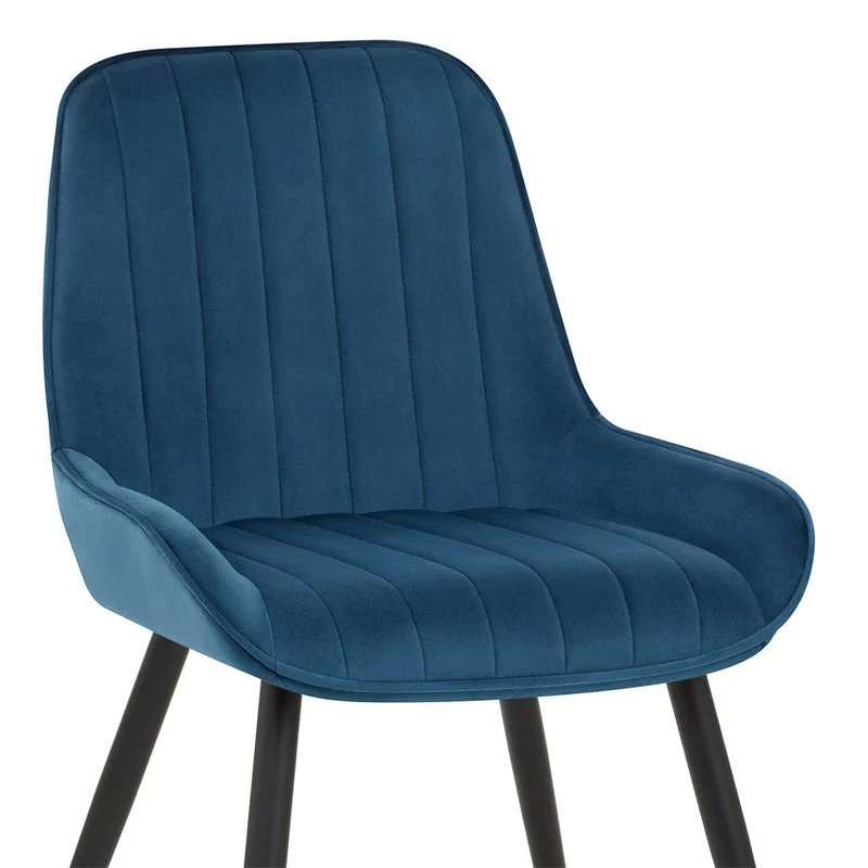 Chaise Velours - Mustang Bleu Foncé