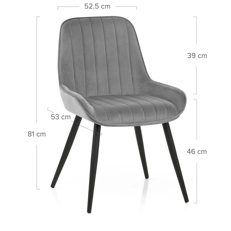 Chaise Velours - Mustang Gris Foncé