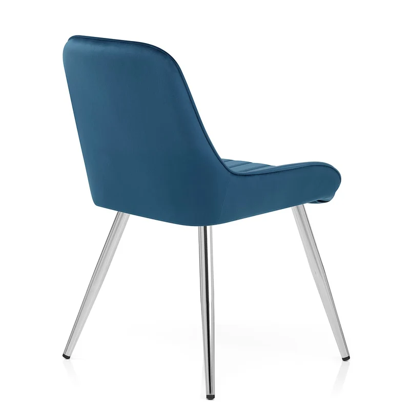 Chaise Chrome Velours - Mustang Bleu Foncé