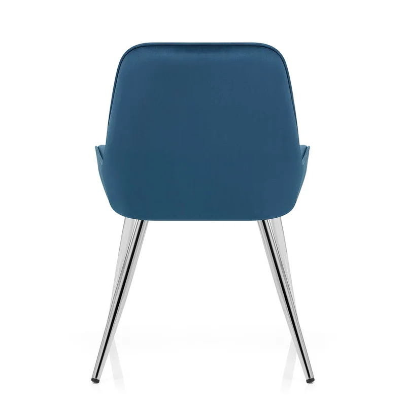 Chaise Chrome Velours - Mustang Bleu Foncé