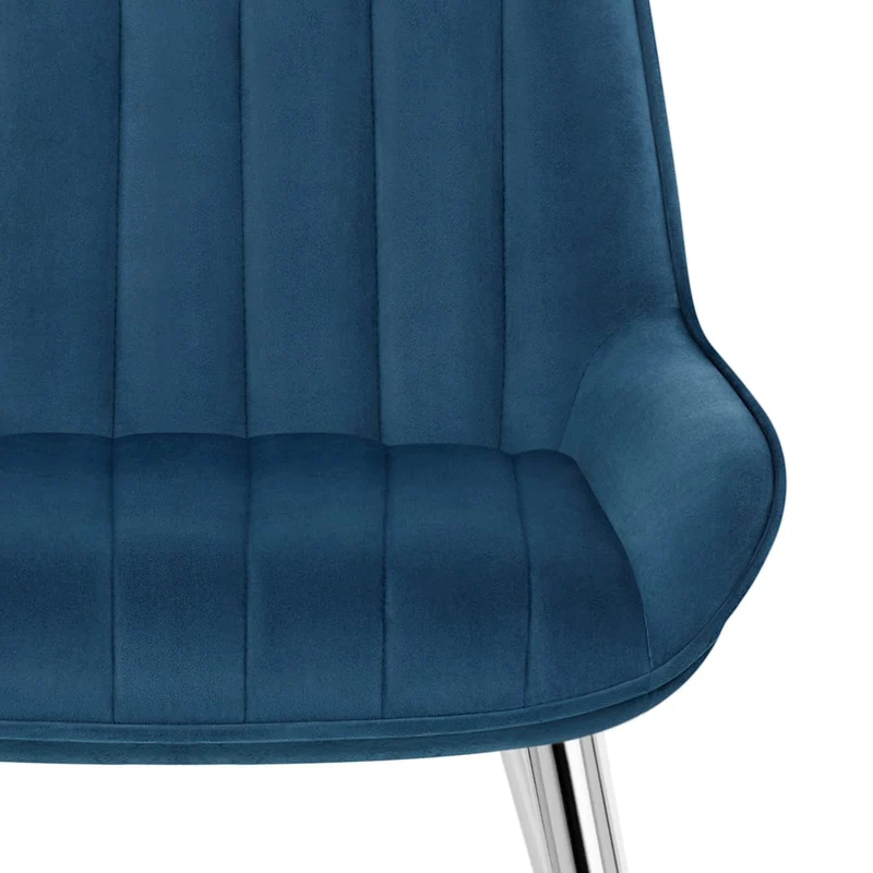 Chaise Chrome Velours - Mustang Bleu Foncé